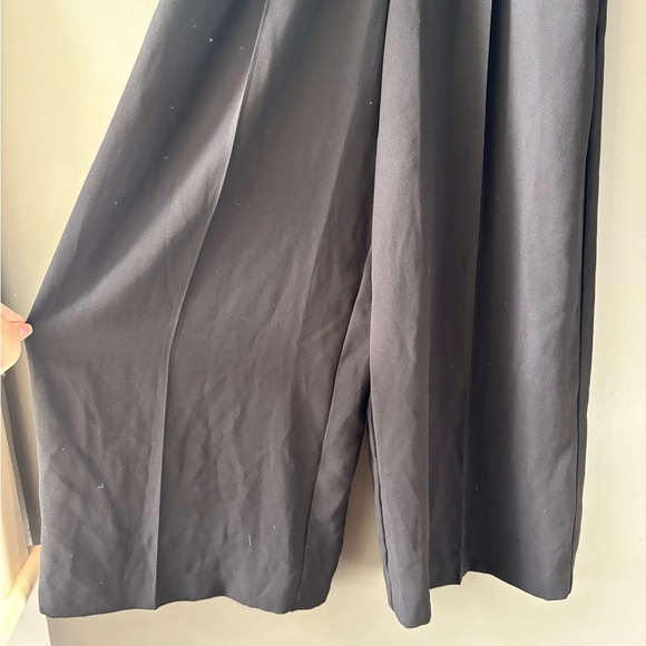 Le Chateau, size M, Elegant Black Jumpsuit, wide leg, zippers, halter top - Picture 4 of 9